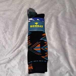 Bombas Men's Black and Orange Geometric Socks